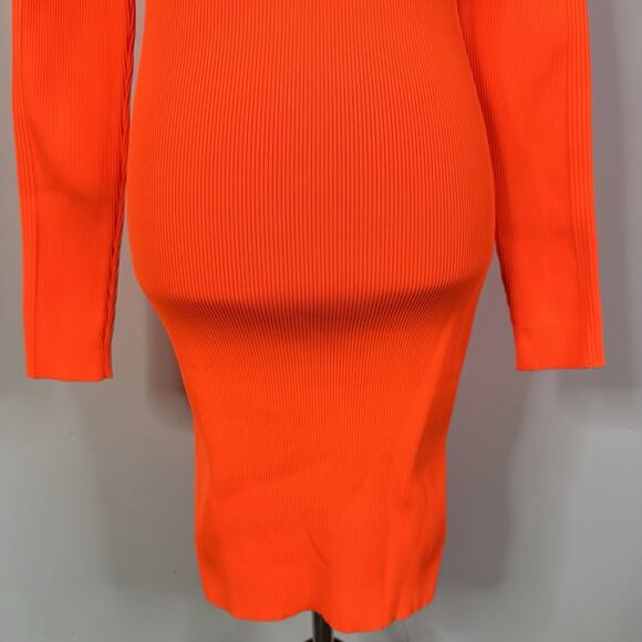 Christopher Kane SS20 Neon Orange Crystal Neck Knit Mini Dress NWT Size 40 - Picture 5 of 13